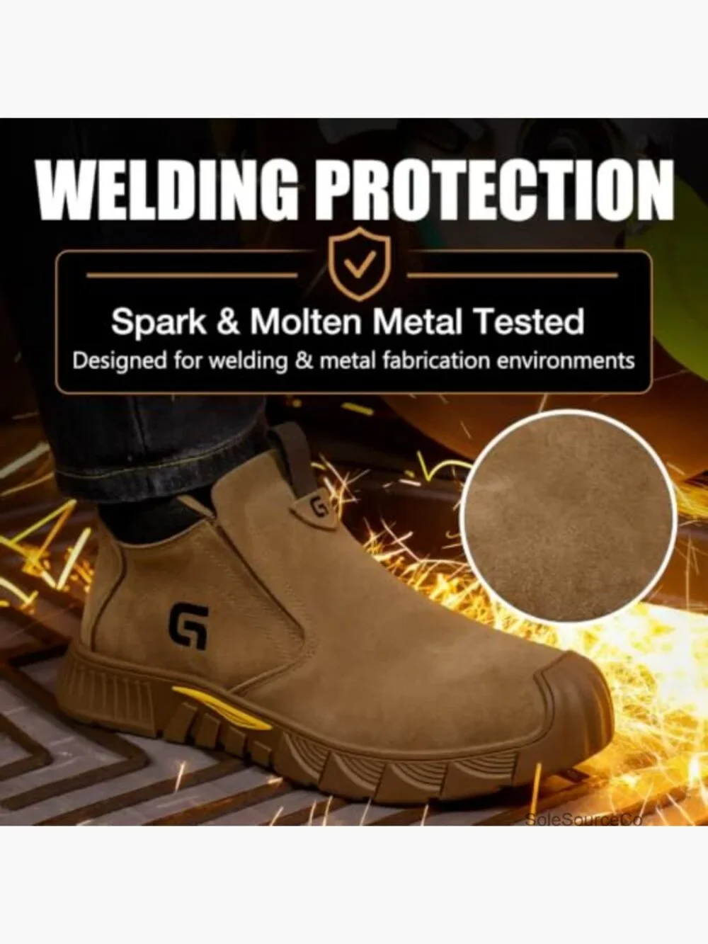 Steel Toe Work Boots Slip On Welding Safety Shoes Men's Indestructible
